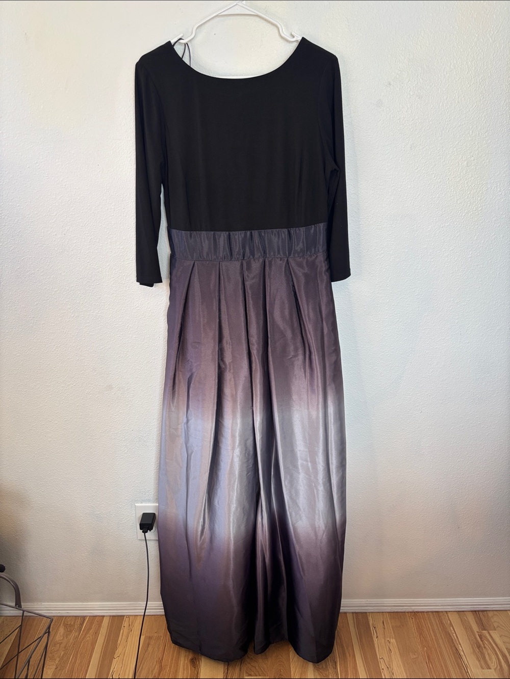 SLNY Black Bodice Ombre Purple-Gray Maxi Dress